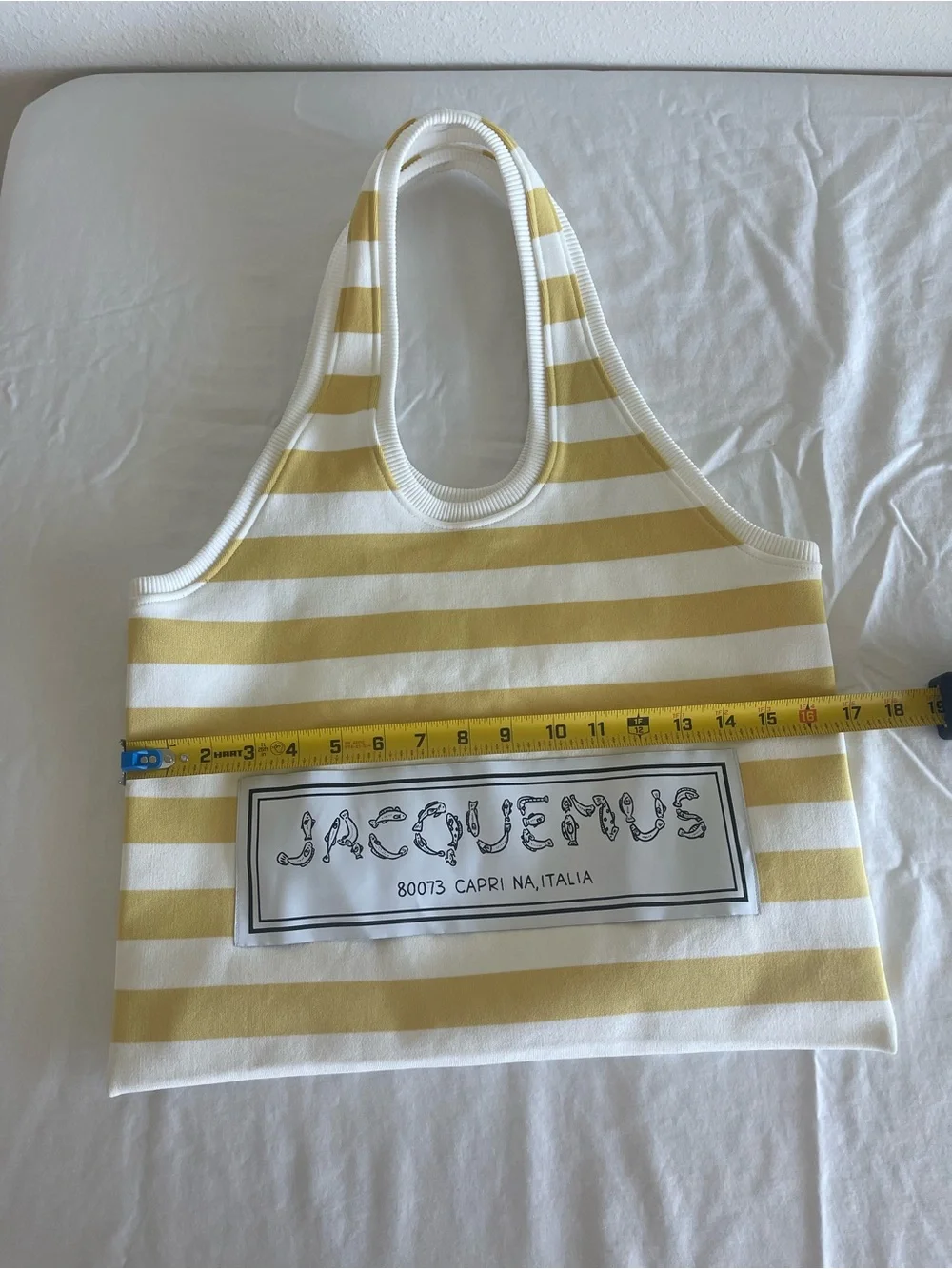 Jacquemus Shoulder bag Hobo ‘Le Sac Marcel ’ - White Yellow Stripe Viscose NWT